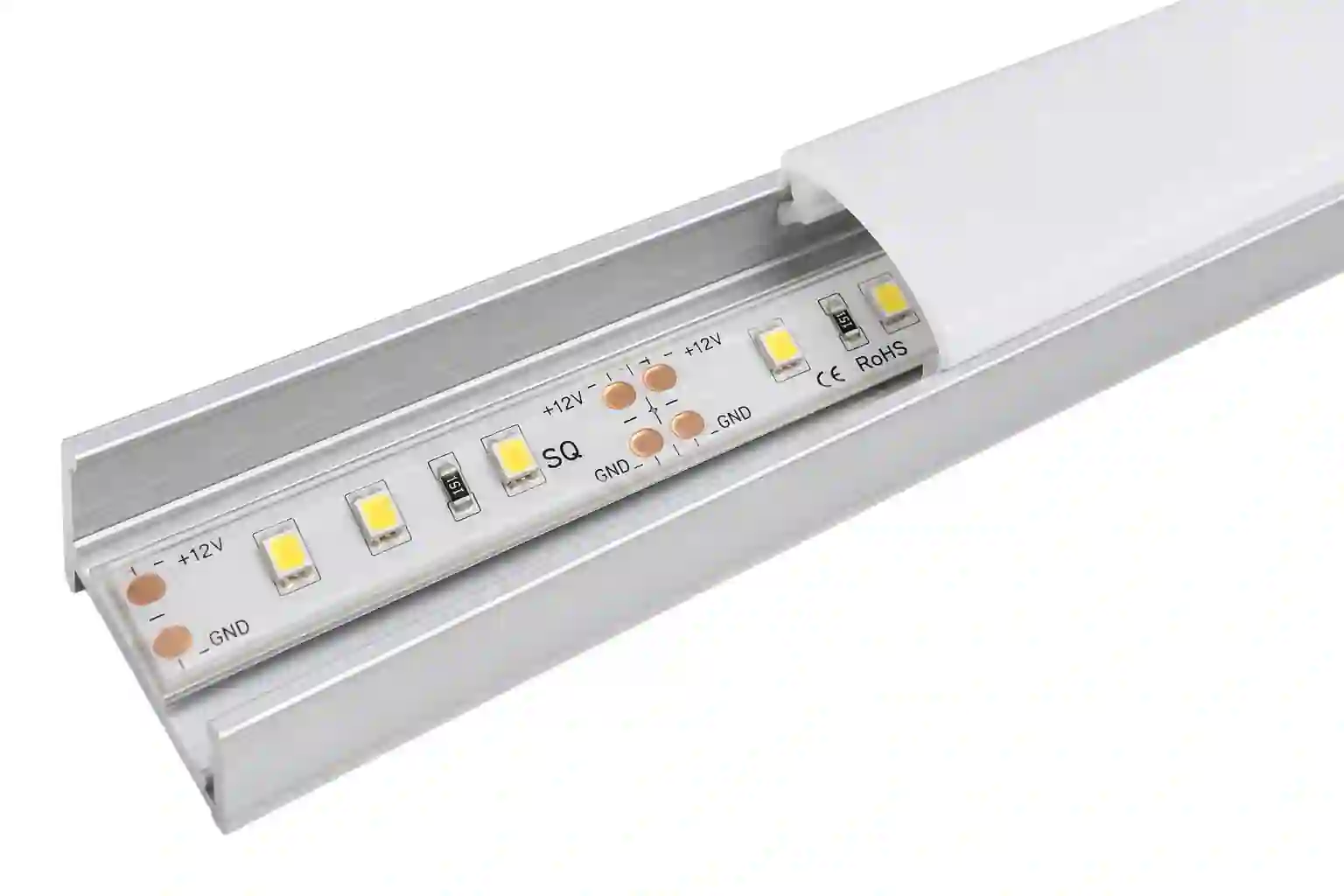 Rozměry zalitého LED pásku SQ3-W600 10mm šířka 2,6mm výška certifikace CE RoHS IP52 záruka 24 měsíců